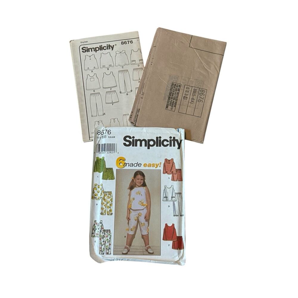 Simplicity Seeing Pattern 8676 Girls Shirt Shorts Capri Easy Kids BB 5-6x UNCUT